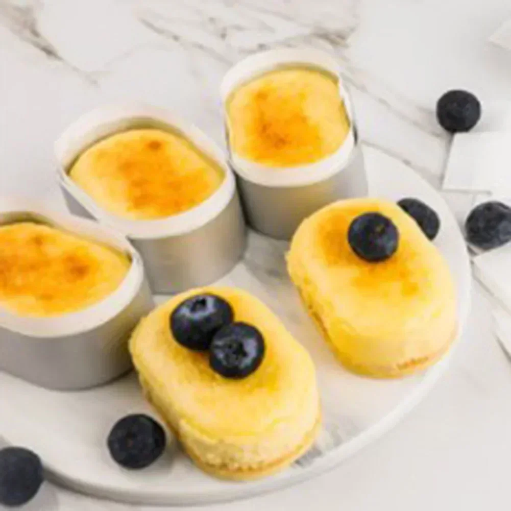 10PCS Baking Mold Mini Aluminium Oval Egg Shape Cheese Cake Rings Half-Cooked Molds Bread Kitchen Baking Tools
