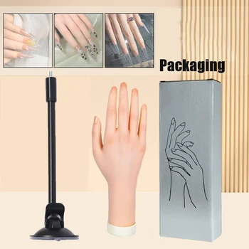 Mano finta per pratica unghie in acrilico con supporto regolabile, mano manichino flessibile e pieghevole per l'allenamento di nail art per principianti