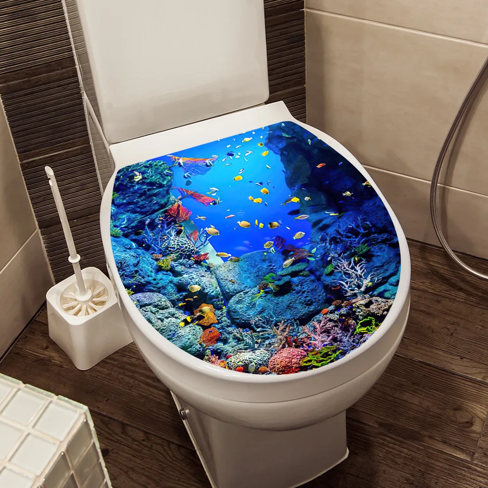 Toilet Seat Stickers 1pc Sea World Self Adhesive Bathroom Decor