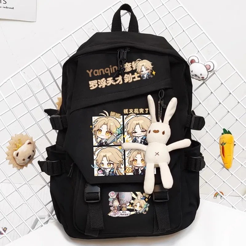 

Anime Honkai: Star Rail Game Cos Yanqing Bronya Unisex 31x41x12cm Casual Simple Cartoon Printed Nylon Travel School Backpack