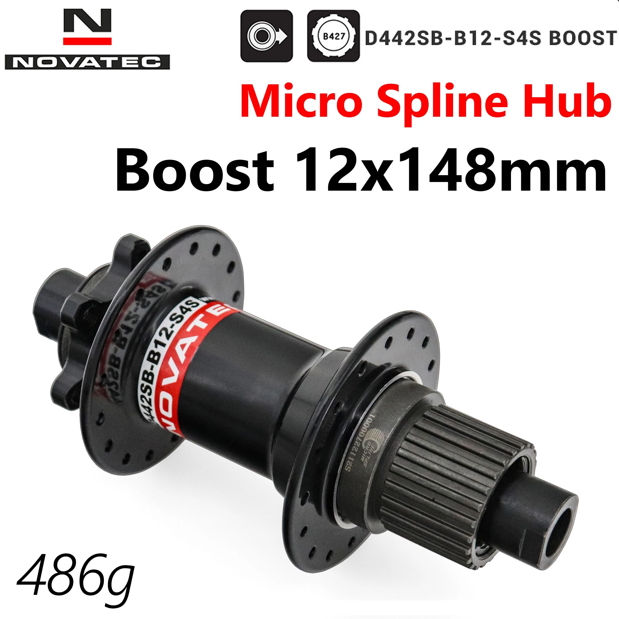 Novatec D442SB-B12 Boost 148mm x 12mm Thru Axle 142x12mm 32-hole 6