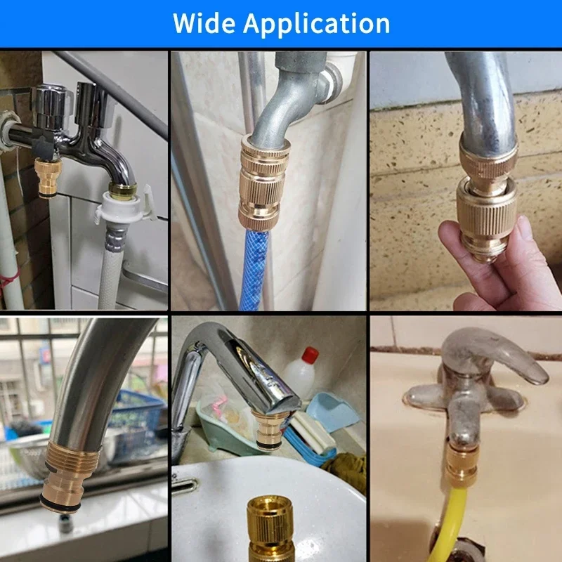 Brass Hose Quick Connector Water Gun Water Stop Nozzle Pipe Connection 1/2" 3/4“ 1" Irrigation Coupling Adapter Copper Hose 6