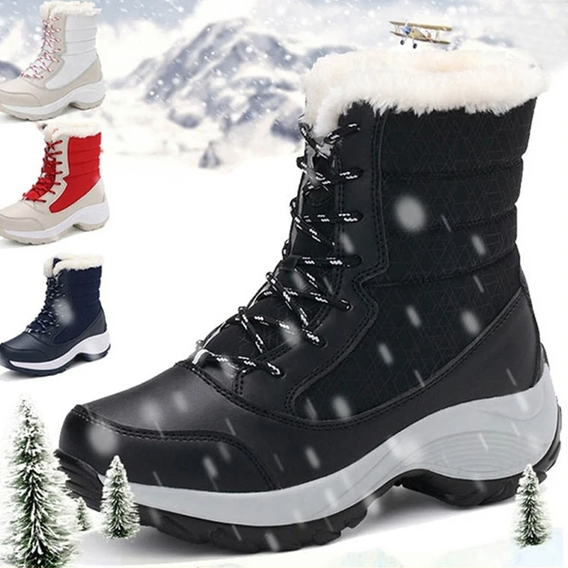 Snow Boots Plush Warm Ankle Boots For Women Winter Shoes Waterproof Women Female Winter Shoes Booties Botas Mujer