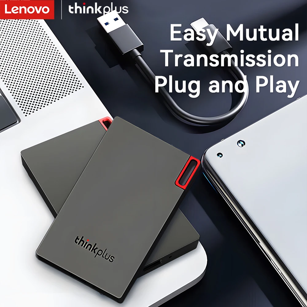 레노버 512GB 외장형 SSD, 플러그 앤 플레이, 휴대용 외장 하드 드라이브, 안정적인 데이터 전송