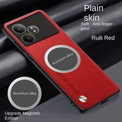 Luxurious Vegan Leather Magnetic Protective Back Cover Case for Realme GT 2 Pro (Red)