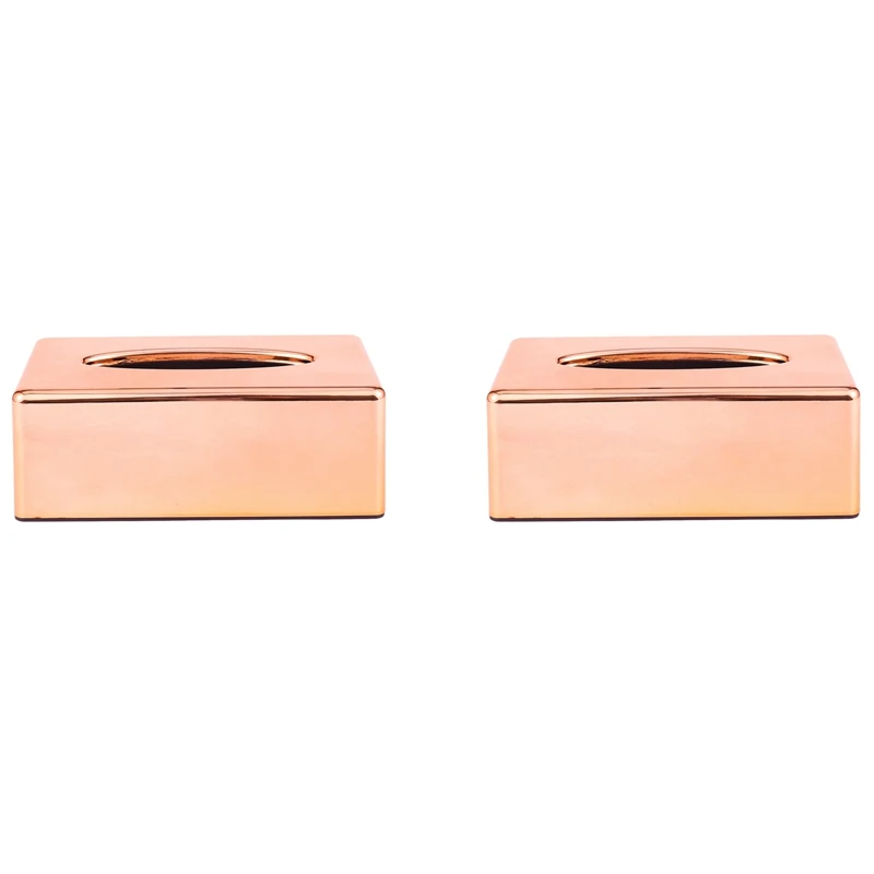 

3X Paper Rack Elegant Royal Rose Gold Car Home Rectangle Shaped Tissue Box Container Napkin Tissue Holder