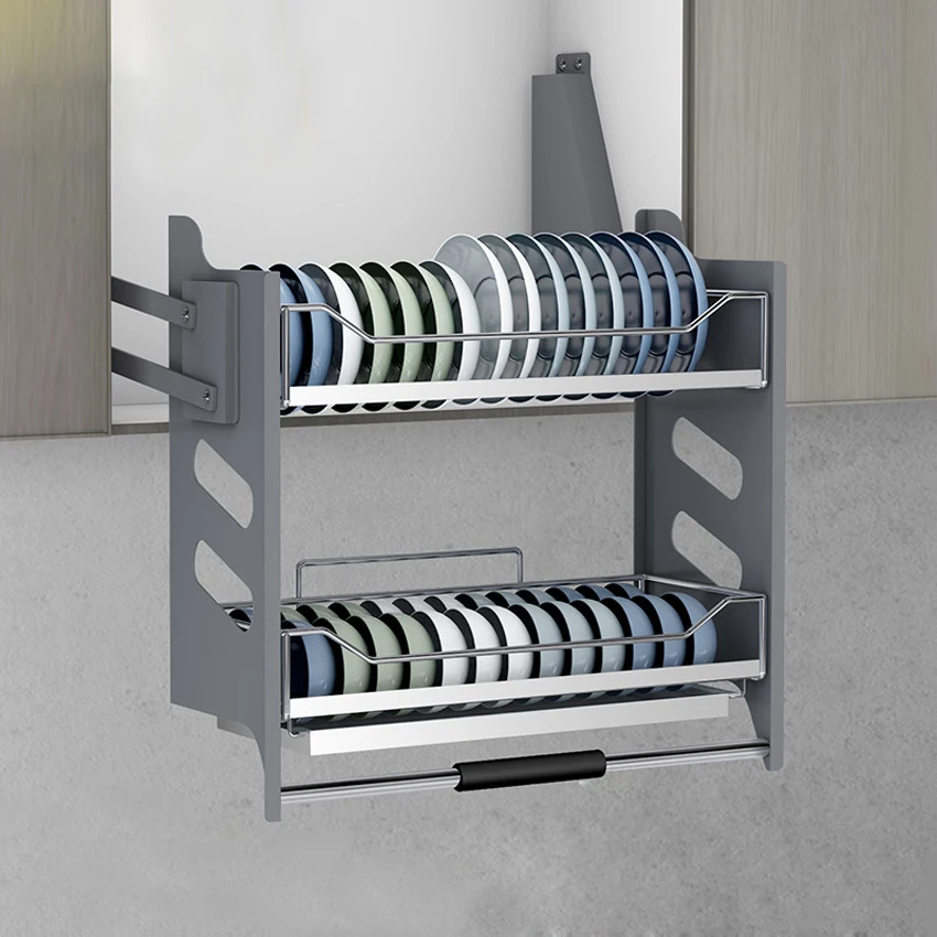 Tiered Dish Rack In-Cabinet Pull-Out Dish Rack Kitchen Cabinet Dish With  Drain Built-In Pull-Out Dish Drainer Racks 004 - AliExpress