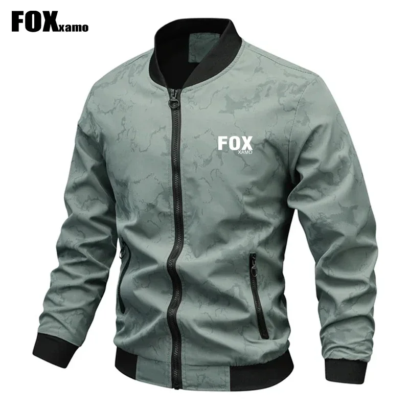 Foxxamo 남성용 캐주얼 재킷, 패치워크 야구 칼라 아웃웨어, 2024 사이클링 슬림 오토바이 재킷, 패션 스트리트웨어, 신제품
