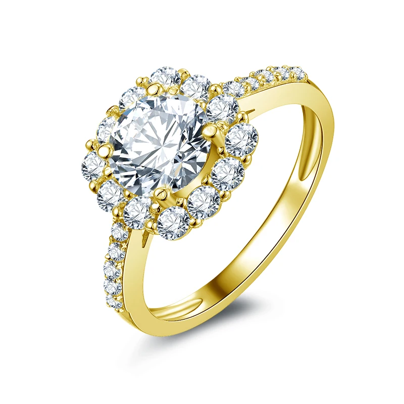 

IOGOU Luxury D/VVS1 Moissanite Engagement Rings Main Diamond 7mm Pure 10K Yellow Gold Wedding Rings Fine Jewelry Free shipping