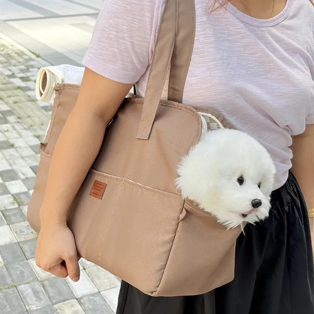 Pet Crossbody Shoulder Bag Canvas Cat Dog Carrier Backpack Travel Tote Shoulder Bags Mesh Sling Carry Pack Pet Carrying Supplies 2