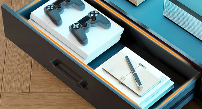 entertainment center with storage