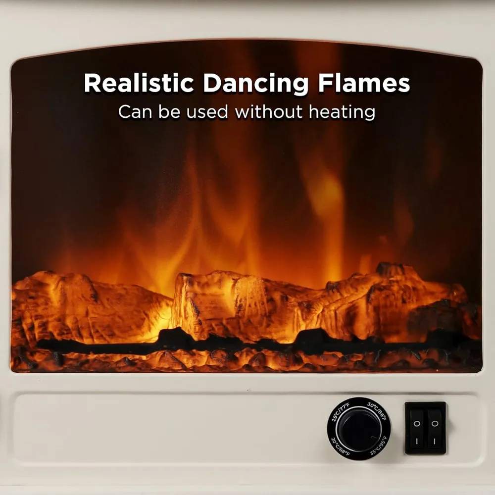 NEW TURBRO Suburbs 20 in. Electric Fireplace Infrared Heater w/Crackling Sound, Freestanding Fireplace Stove 3