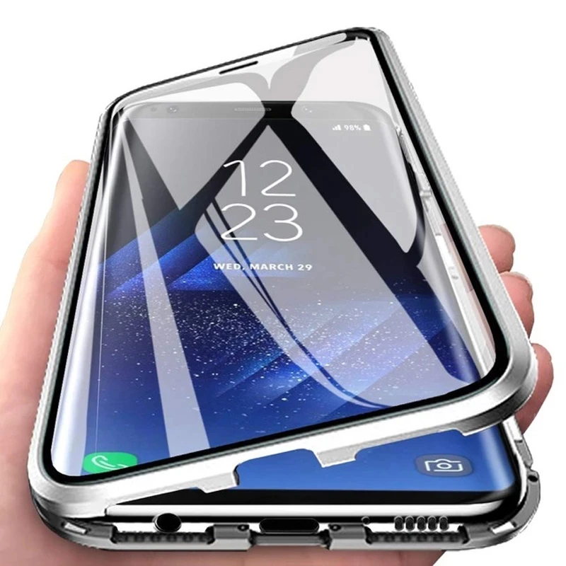 

360 degree protection Samsung S23 S21 S21 S20 S10 Plus Ultra FE Note 20 series magnetic double-sided glass casing