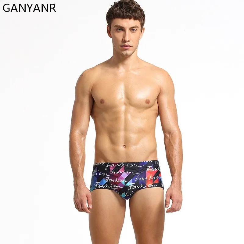 

GANYANR Sunga Swim Men Swimwear Swimming Trunks Swimsuit Beach Shorts Sexy Brief bathing suit surf wear boxer quick dry pool