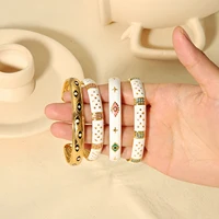 UHBINYCA Personalized Oil Drip Opening Adjustable Bracelet, Stainless Steel Plated 18K Gold Inlaid Zircon Bracelet 2