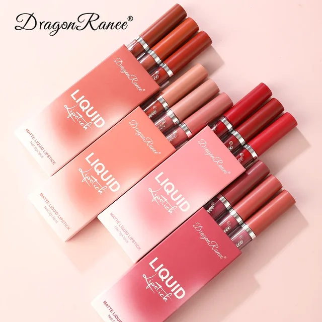 3 PCS Liquid Lipsticks Set Long Lasting Make Up For Women Korean Beauty Cosmetics Matte Lipsticks Waterproof Long lasting 1