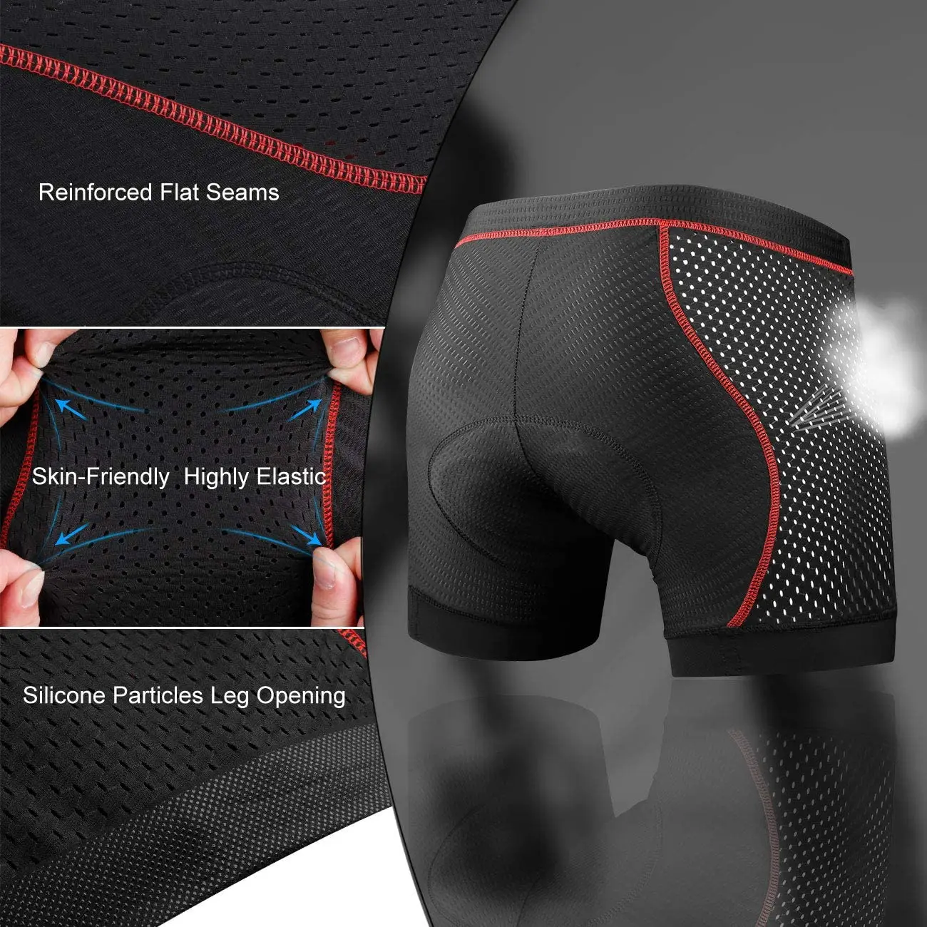 Men Cycling Shorts Gel Pad Breathable Mesh Cycling Underwear Shockproof