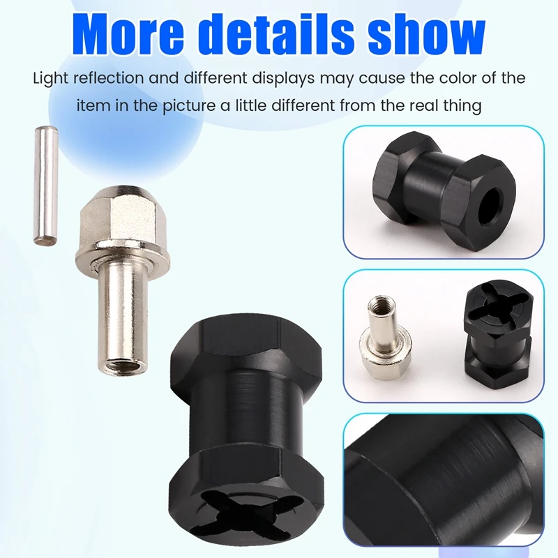 4Pcs Aluminum 12Mm Hex Wheel Hub Drive Adaptor Extension Combiner Coupler For 1/10 RC Car Crawler SCX10 D90