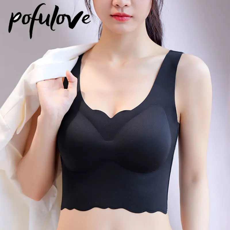 

Women Large Underwear Without Trace Shockproof Anti Sagging Large Chest Show Small No Steel Ring Gathered and Closed Breast Bra