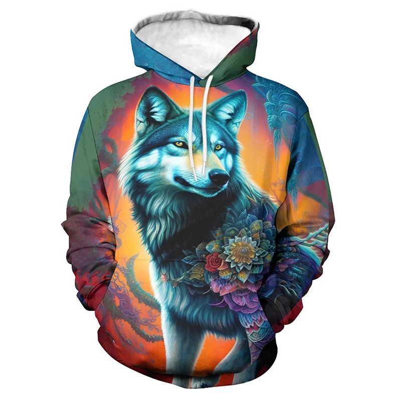 thumbnail image 1 of Sudadera con capucha con estampado de animales de moda para hombre, con estampado 3D de águila, gato y perro, de manga larga, informal, holgada, para mujer, 1 of 5