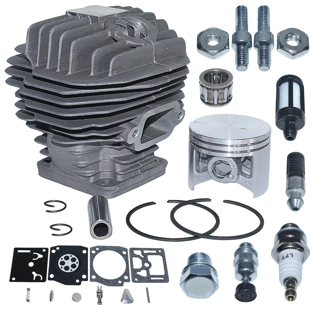 50mm Cylinder Piston Carb Repair Kit For Stihl MS440 044 MS 440 Chainsaw Bar Stud Nut Decompression Valve 1128 020 1227 Part 2