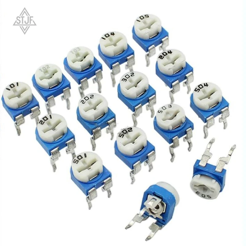 STJF 20pcs RM065 RM-065 100 200 500 1K 2K 5K 10K 20K 50K 100K 200K 500K 1M ohm Trimpot Trimmer Potentiometer variable resistor