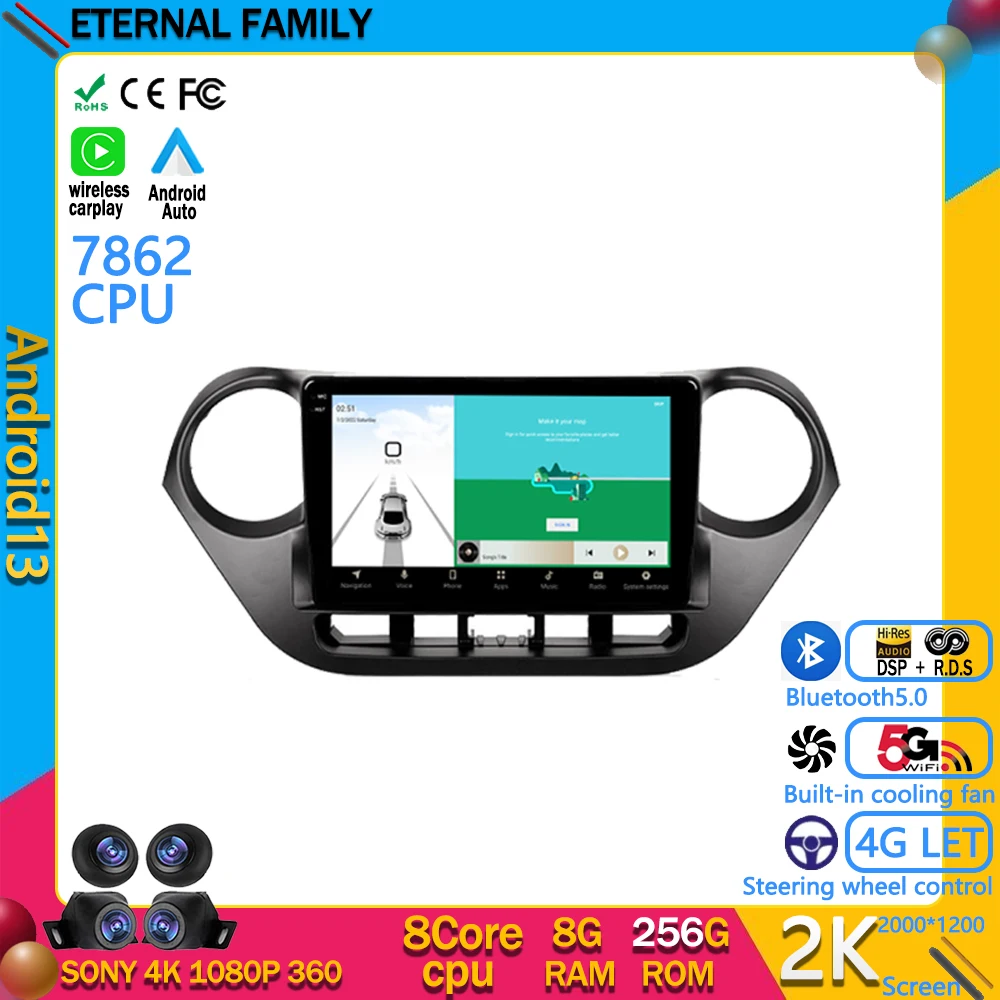 

Android 13 Car Radio Multimedia Video Player Navigation GPS For Hyundai i10 2 2013 - 2016 WIFI 4G LET BT Head Unit Carplay Auto