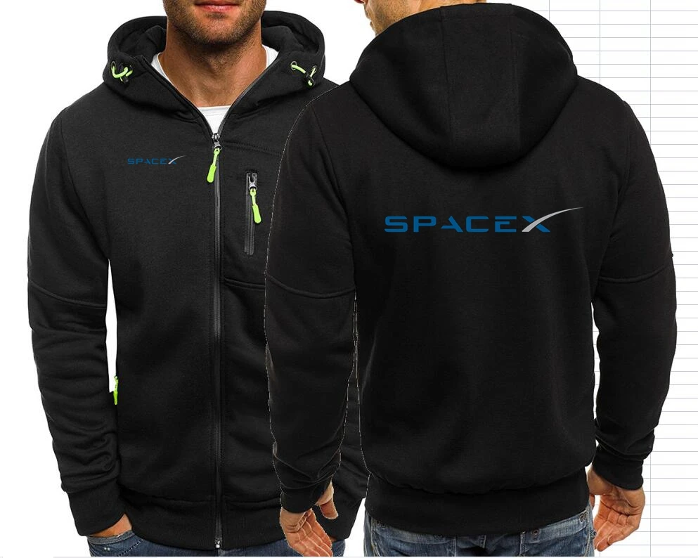SpaceX men hoodie hooded coat zipper sweatshirt mens outerwear men hoodie