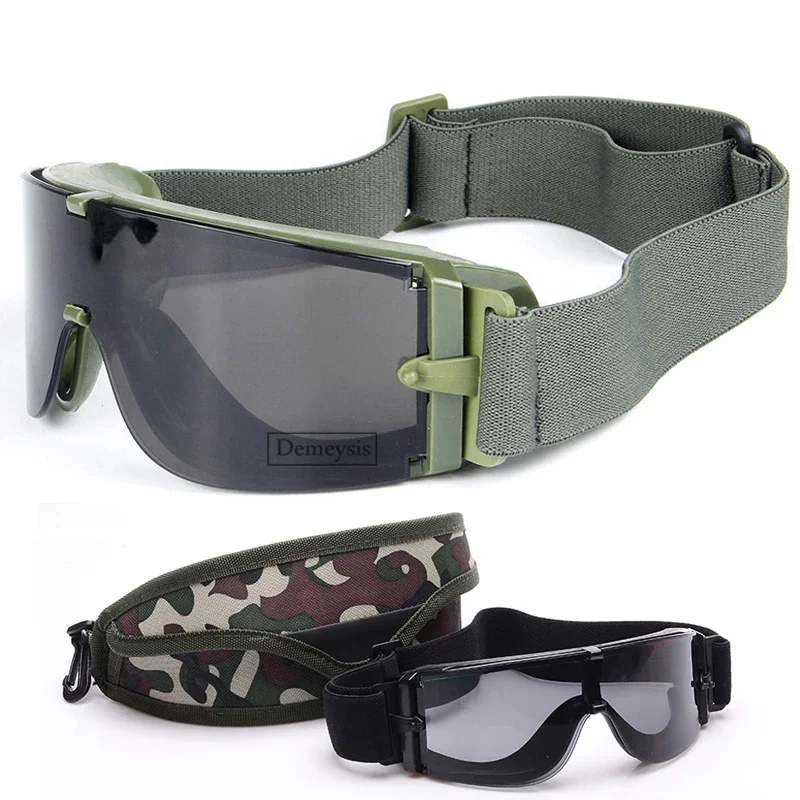 

Тактические очки с 3 линзами для охоты на открытом воздухе CS игры мужские очки спортивные ударопрочные ветрозащитные пустынные очки