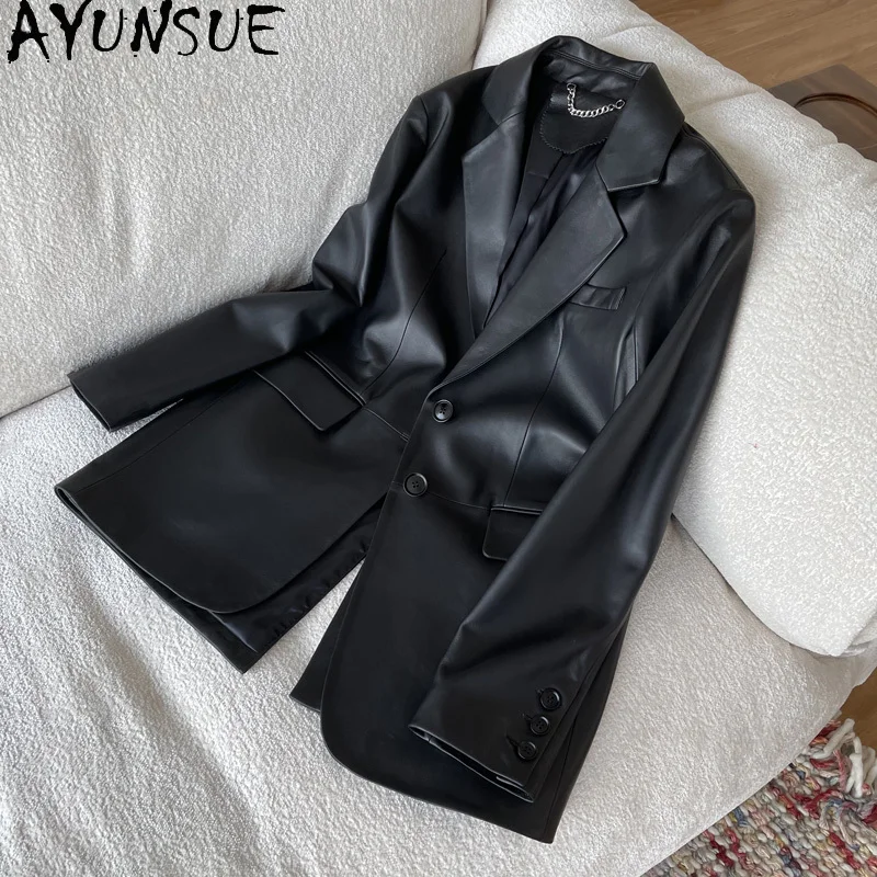 

Куртка AYUNSUE из натуральной кожи, женская одежда, осеннее пальто из натуральной овчины, свободные куртки в Корейском стиле, Chaqueta Cuero Mujer 1162