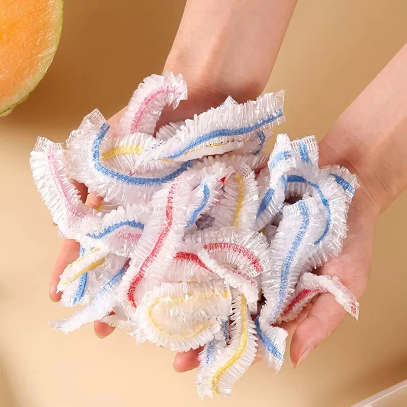 Description Picture 3 of itemLarge Disposable Food Cover Bags Color Elastic Saran Wrap Fresh-keeping Lid Plate Covers Kitchen Packaging Storage Bag Headgear