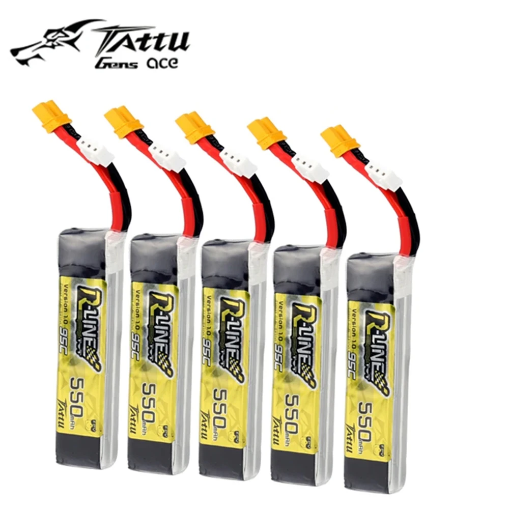 

Tattu R-Line 1.0 LiPo Rechargeable Battery 2S 3S1P 550mAh 95C 7.4V 11.1V Pack With XT30 Plug for RC FPV Racing Drone Quadcopte