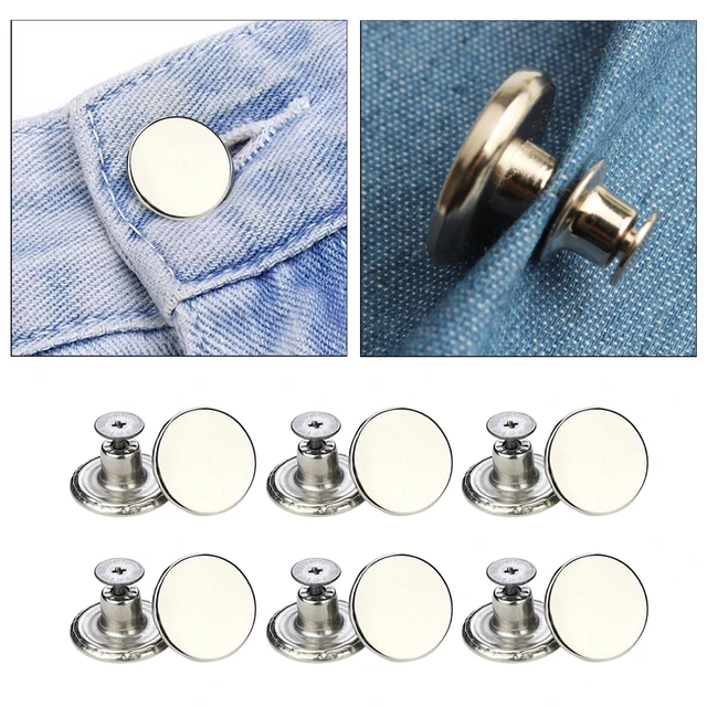 12 Pcs Buttons 17mm Metal Jean Button Replacement with Tool, No Sewing  Button Pants - Little Star, 