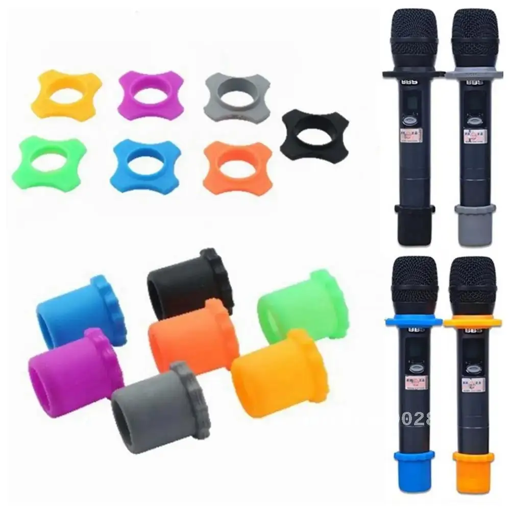 

Microphone Protection Set Anti-Rolling Ring Bottom Sleeve Handheld Shackproof Silicone Cover for BBS KTV DJ Device