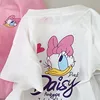 Girls Pink Tshirt Daisy Print Short Sleeve Tops Casual Fashion Versatile Tees Children New Round Neck Thin Loose Base Shirt 4