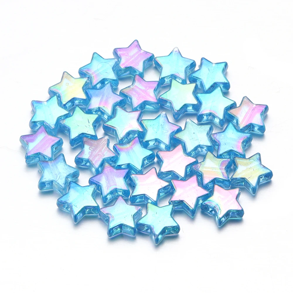 100pcs AB Color Acrylic Star Beads for DIY Jewelry and Crafting