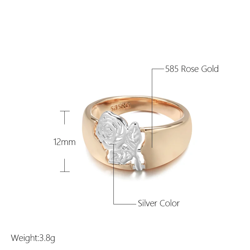 SYOUJYO Luxury Vintage Hollow Flower Pattern Women's Ring 585 Rose Gold+Silver Two Color Daily Festive Fashion Fine Jewelry Womens Ring Jewelry Rings Ring Jewelry