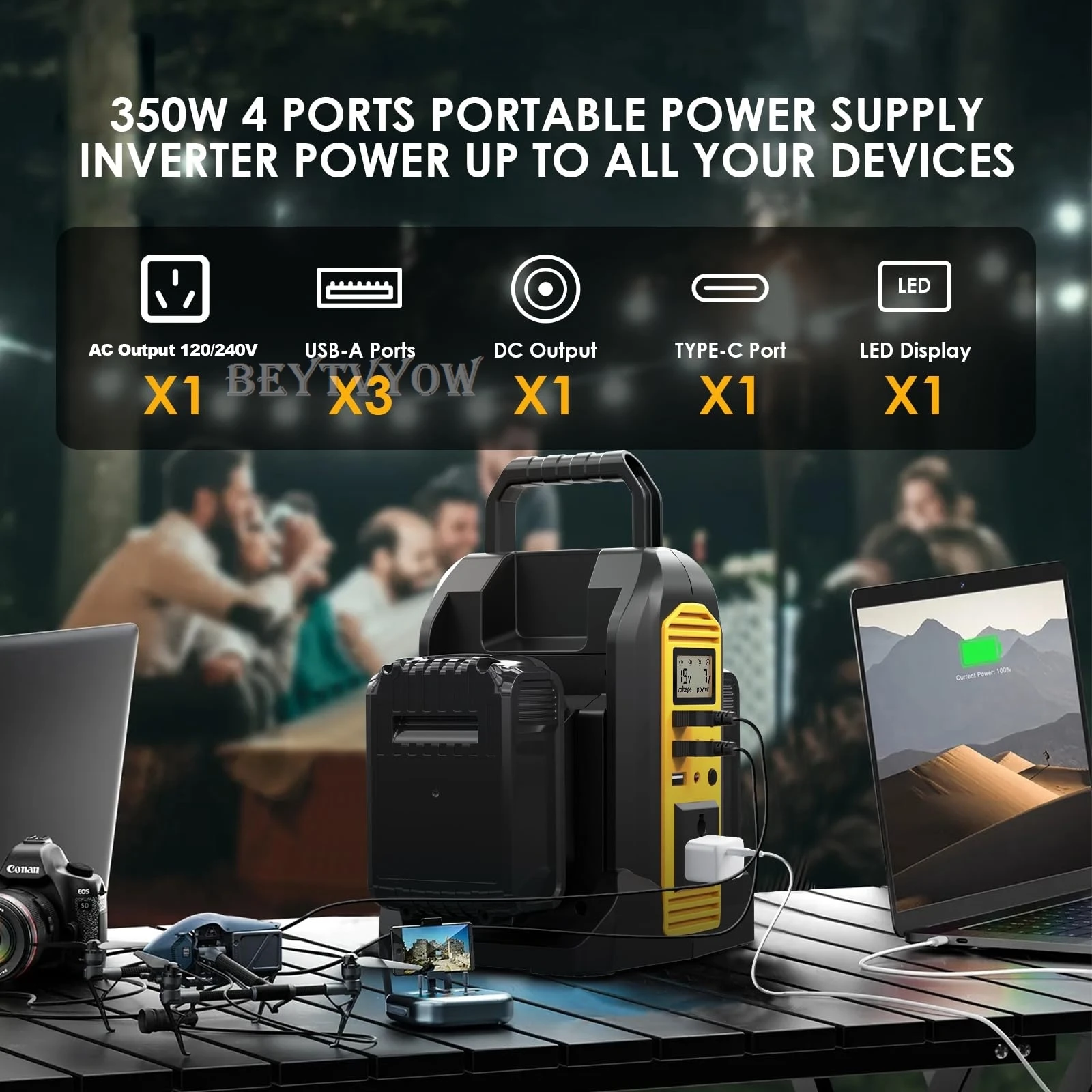 Power Inverter Compatible with Dewalt 20V Battery 2 Ports 350W DC 20V to AC 120V