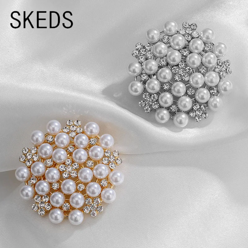 Фото Роскошная жемчужина SKEDS, элегантные женские аксессуары в стиле ретро для свадебной вечеринки, изысканная брошь с кристаллами, подарок №1