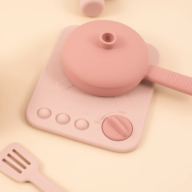 Food Grade Silicone Kitchen Toys Set for Babies Kitchen Accessories Pretend Play Cooking Toy BPA Free Children Educational Toys