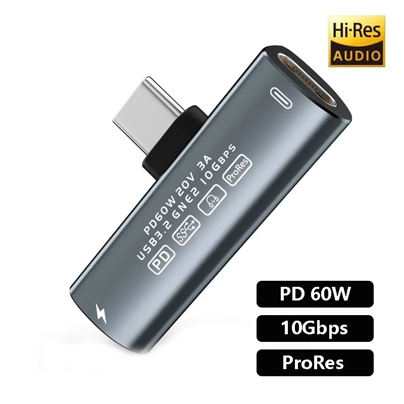 2in1 USB C Charge Audio Splitter Adapter Type C to Dual Type Converter Cable PD 60W USB3.2 10GBps for Huawei Samsung Xiaomi