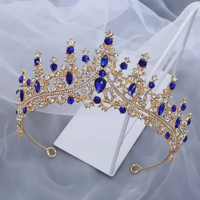 

Colorful Crystal Bride Crown Luxury Alloy Rhinestone Tiara Wedding Dinner Bridal Crown Wedding for Women Girls