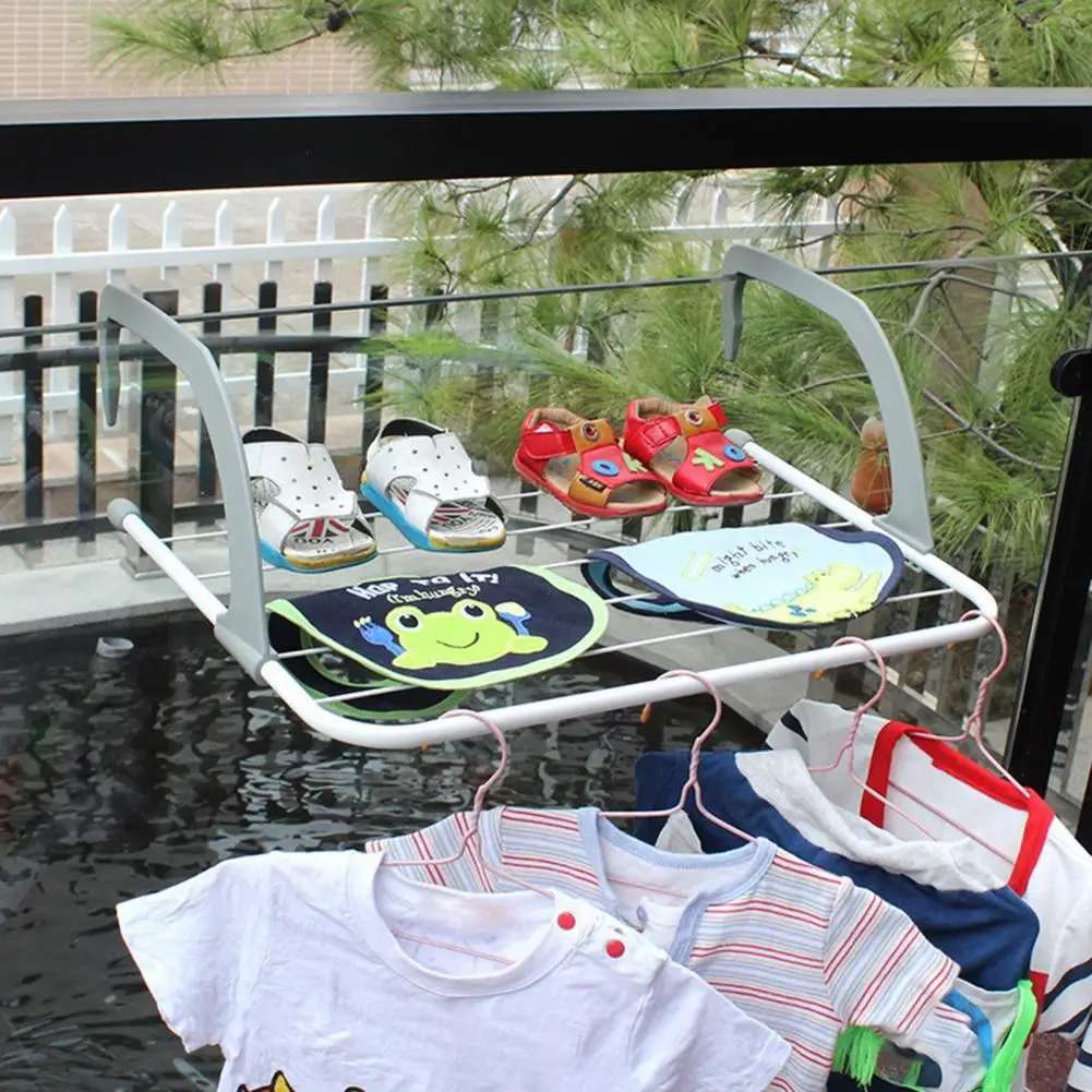 Anti-deform Modern Heating Radiator Balcony Shoes Hanger Sturdy Construction Laundry Drying Rack Windproof Yard Home Accessories 4