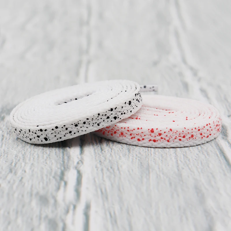 Coolstring Silk Screen Printed Tape 8MM Children Sneaker Boot Durable Cordon Dots Sprayed Flatlace 60-100Cm Kids Shoe Accessory