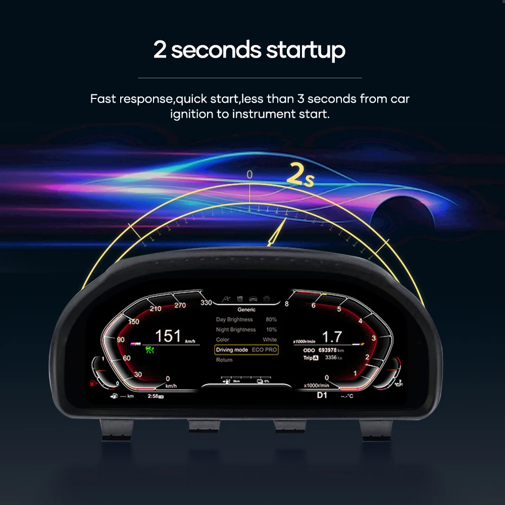 12.3'' Digital Dashboard For BMW F10 F11 F18 F06 F12 F13 F01 F02 F03 F25 F26 F15 F16 LCD Panel Speedometer Virtual Instrument 3