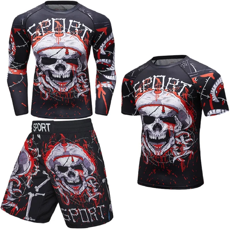 3 Piece Cody Lundin Men Tracksuit Jiu Jitsu Bjj Rash Guard Sets 3D Print Compression Sportswear Fitness Sweatsuit for Men Gym 2