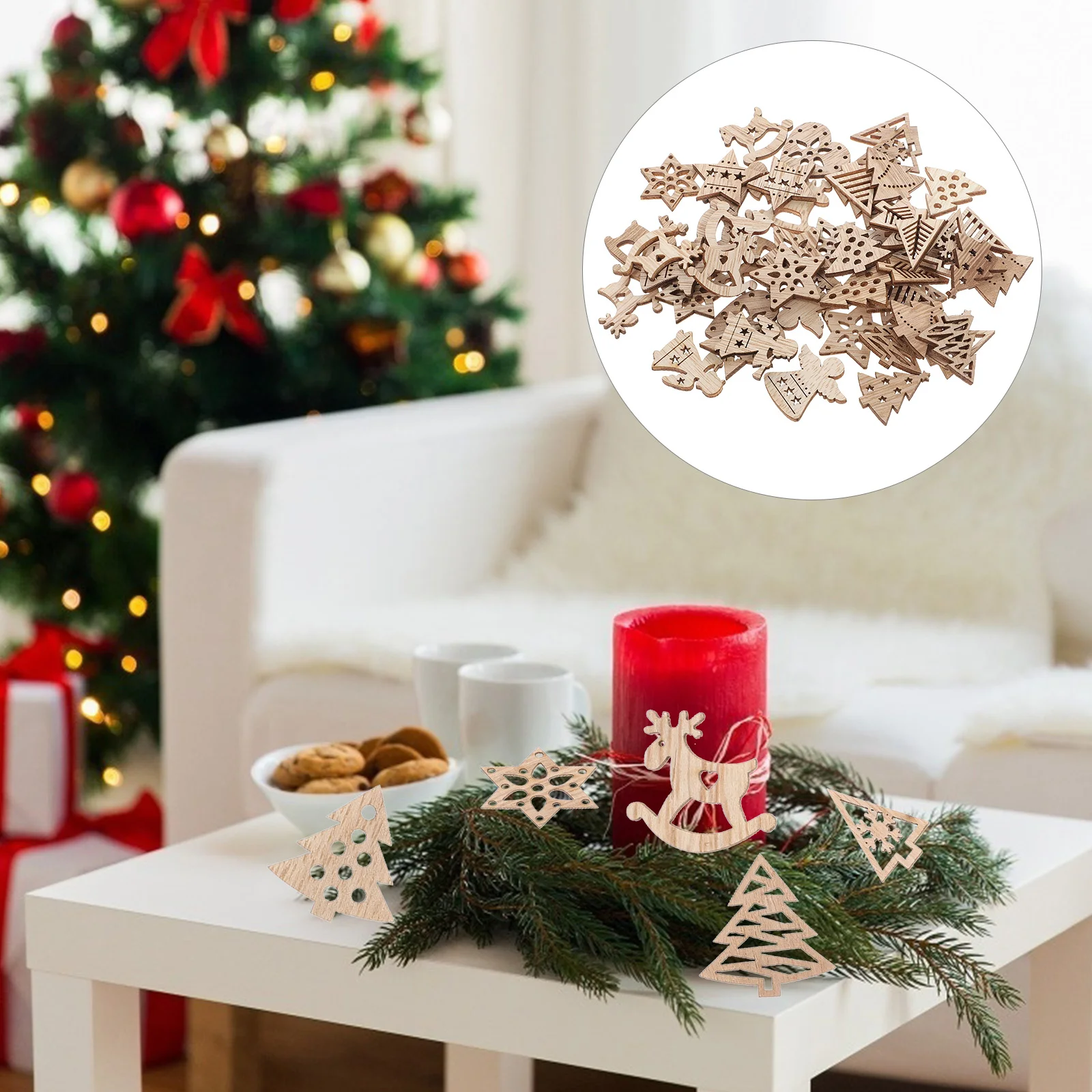 54 Pcs Christmas Wood Craft Blanks 2