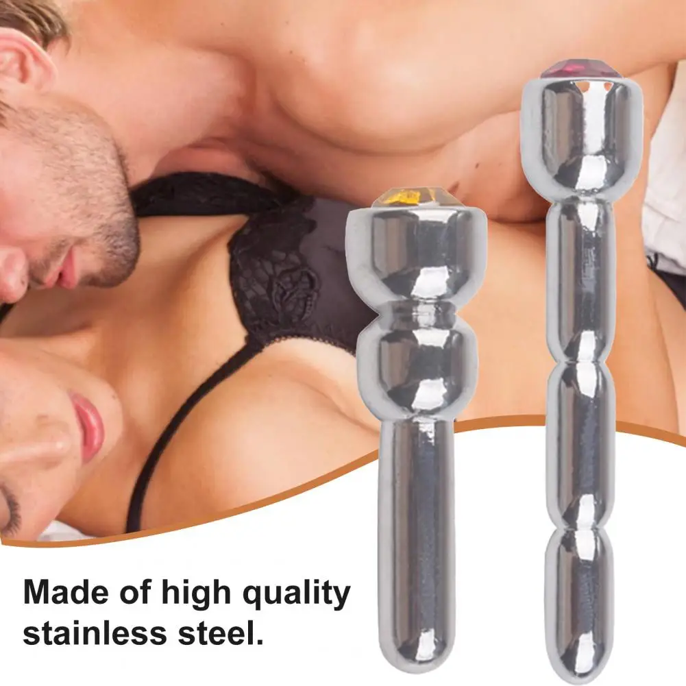 Comfortable Urethral Dilator Stimulation Stopper with Rhinestone Sex Toy Catheter Easy to Clean for Adult Men