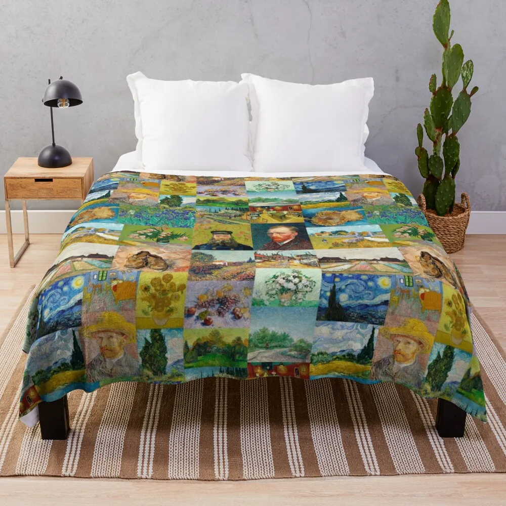 

Van Gogh Collage Throw Blanket Baby Blanket Decorative Sofa Blankets
