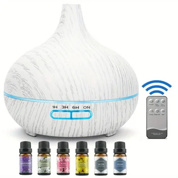 550ML Essential Oil Aroma Diffuser with 6-Bottle 10ml Oil Set, Lavender/ Jasmine/ Rose/ Lemon/ Ocean - Great for Home, Office 3